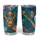 Hathor Golden Sacred Heart Egyptian Tumbler Cup with Gemstone Pattern in Turquoise Theme