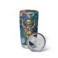 Hathor Golden Sacred Heart Egyptian Tumbler Cup with Gemstone Pattern in Turquoise Theme