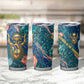 Hathor Golden Sacred Heart Egyptian Tumbler Cup with Gemstone Pattern in Turquoise Theme