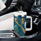 Hathor Golden Sacred Heart Egyptian Tumbler With Handle with Gemstone Pattern in Turquoise Theme