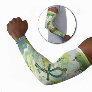 Heqet Nile Ankh Symbol Arm Sleeves Egyptian Lotus Motif in Watercolor Life Theme