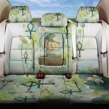 Heqet Nile Ankh Symbol Back Car Seat Cover Egyptian Lotus Motif in Watercolor Life Theme