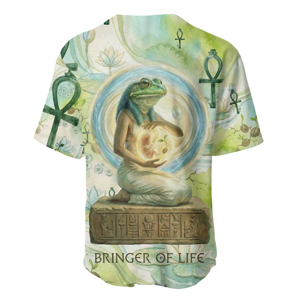 Heqet Nile Ankh Symbol Baseball Jersey Egyptian Lotus Motif in Watercolor Life Theme
