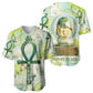 Heqet Nile Ankh Symbol Baseball Jersey Egyptian Lotus Motif in Watercolor Life Theme