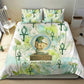 Heqet Nile Ankh Symbol Bedding Set Egyptian Lotus Motif in Watercolor Life Theme