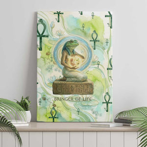 Heqet Nile Ankh Symbol Canvas Wall Art Egyptian Lotus Motif in Watercolor Life Theme