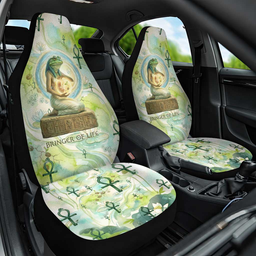 Heqet Nile Ankh Symbol Car Seat Cover Egyptian Lotus Motif in Watercolor Life Theme