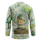Heqet Nile Ankh Symbol Hockey Jersey Egyptian Lotus Motif in Watercolor Life Theme