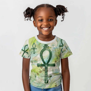 Heqet Nile Ankh Symbol Kid T shirt Egyptian Lotus Motif in Watercolor Life Theme