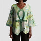 Heqet Nile Ankh Symbol Kimono Sleeve Blouse Egyptian Lotus Motif in Watercolor Life Theme