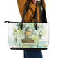 Heqet Nile Ankh Symbol Leather Tote Bag Egyptian Lotus Motif in Watercolor Life Theme
