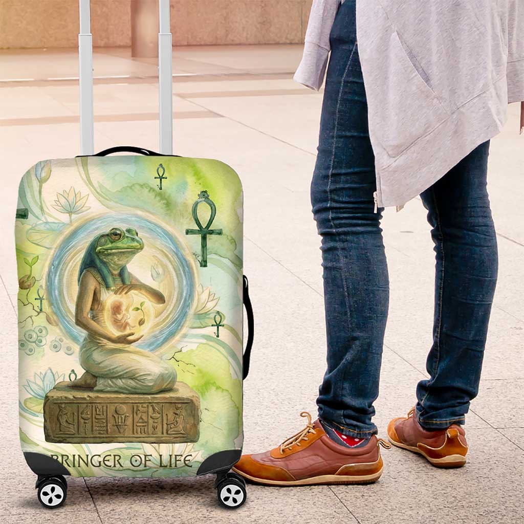 Heqet Nile Ankh Symbol Luggage Cover Egyptian Lotus Motif in Watercolor Life Theme