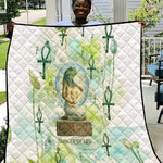 Heqet Nile Ankh Symbol Quilt Egyptian Lotus Motif in Watercolor Life Theme