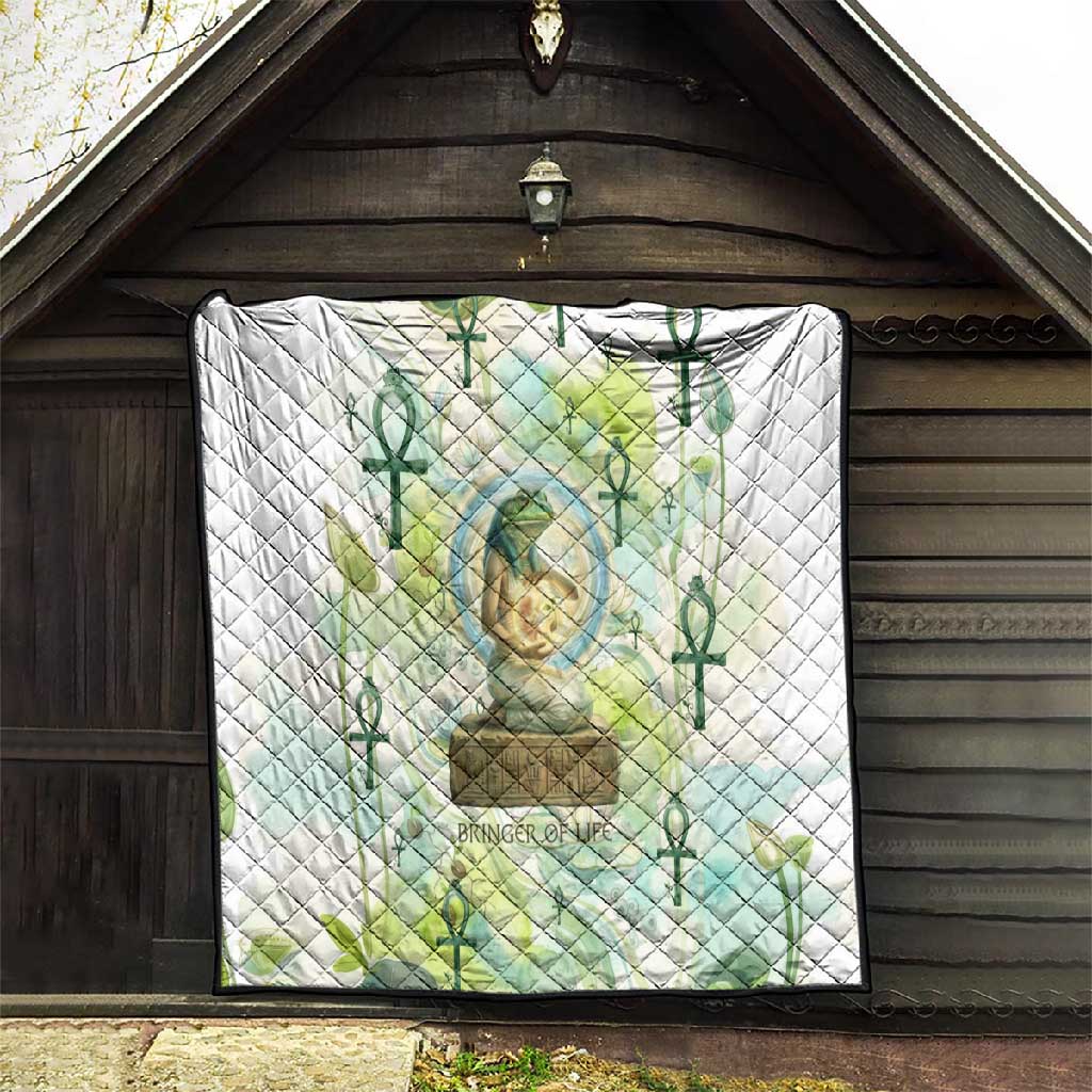Heqet Nile Ankh Symbol Quilt Egyptian Lotus Motif in Watercolor Life Theme