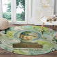 Heqet Nile Ankh Symbol Round Carpet Egyptian Lotus Motif in Watercolor Life Theme