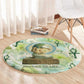 Heqet Nile Ankh Symbol Round Carpet Egyptian Lotus Motif in Watercolor Life Theme