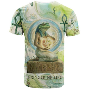 Heqet Nile Ankh Symbol T shirt Egyptian Lotus Motif in Watercolor Life Theme