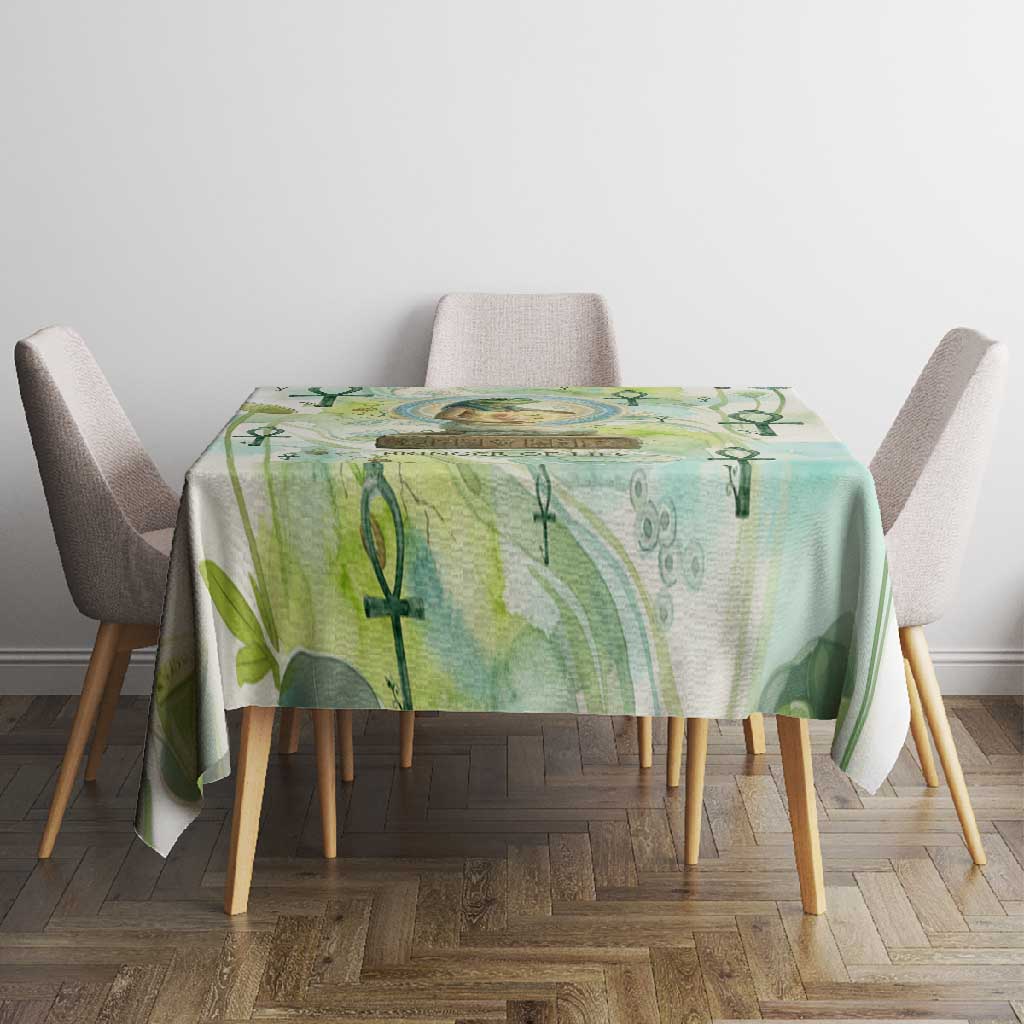 Heqet Nile Ankh Symbol Tablecloth Egyptian Lotus Motif in Watercolor Life Theme