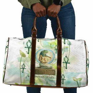 Heqet Nile Ankh Symbol Travel Bag Egyptian Lotus Motif in Watercolor Life Theme