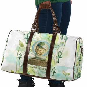 Heqet Nile Ankh Symbol Travel Bag Egyptian Lotus Motif in Watercolor Life Theme