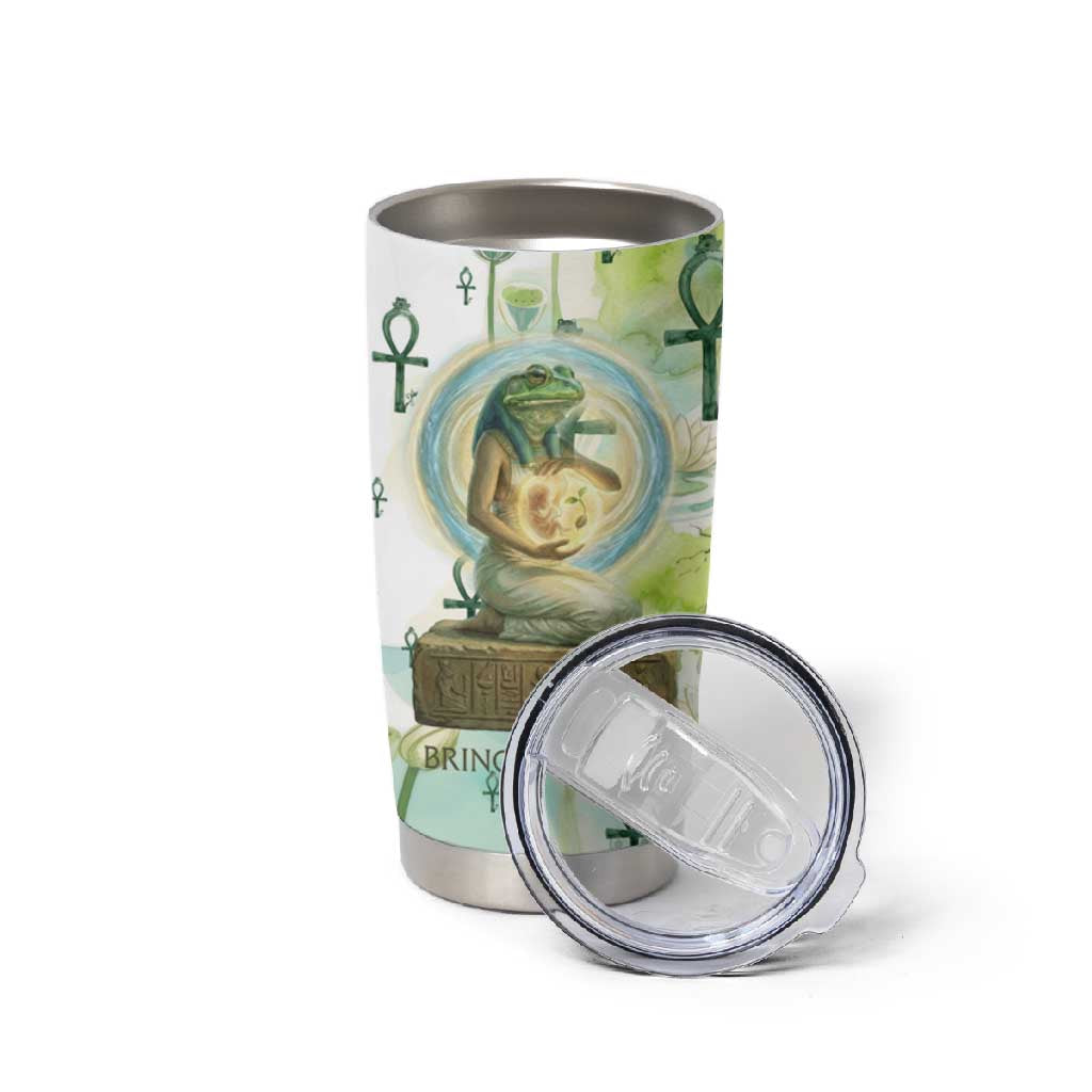 Heqet Nile Ankh Symbol Tumbler Cup Egyptian Lotus Motif in Watercolor Life Theme