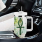 Heqet Nile Ankh Symbol Tumbler With Handle Egyptian Lotus Motif in Watercolor Life Theme