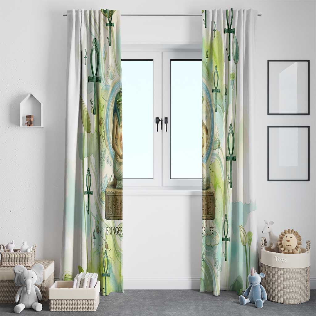 Heqet Nile Ankh Symbol Window Curtain Egyptian Lotus Motif in Watercolor Life Theme