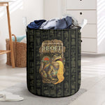 Heqet Ornate Frog Egyptian Laundry Basket with Hieroglyphic Backdrop in Creation Theme