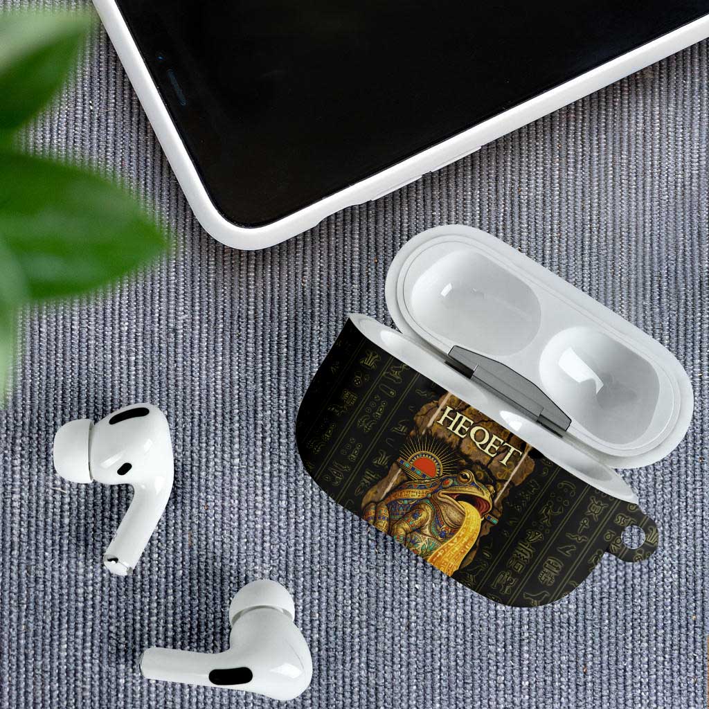 Heqet Ornate Frog Egyptian AirPods Case with Hieroglyphic Backdrop in Creation Theme