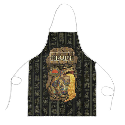 Heqet Ornate Frog Egyptian Apron with Hieroglyphic Backdrop in Creation Theme