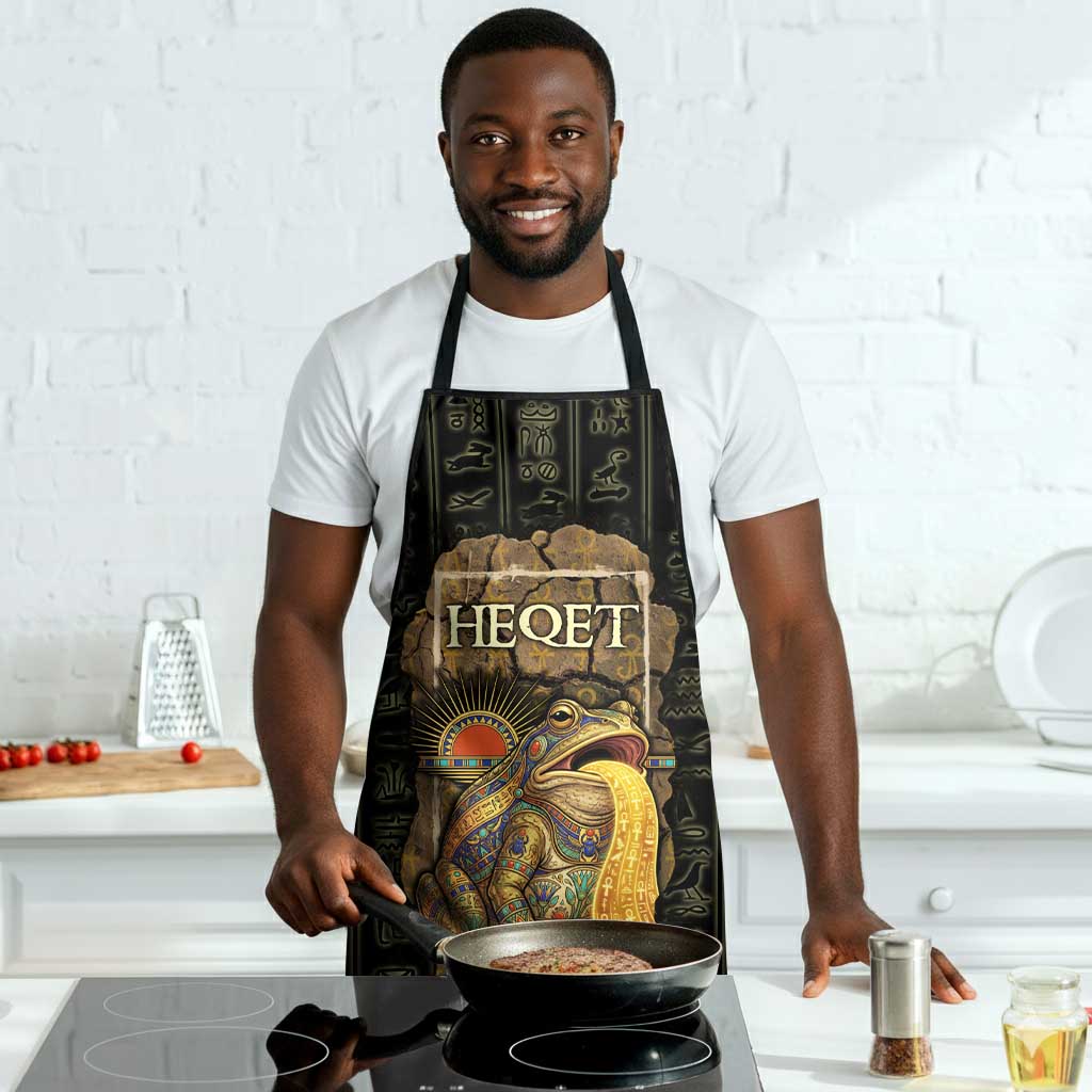 Heqet Ornate Frog Egyptian Apron with Hieroglyphic Backdrop in Creation Theme