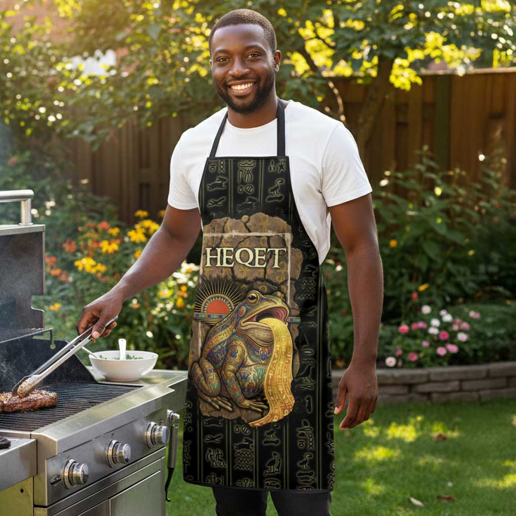 Heqet Ornate Frog Egyptian Apron with Hieroglyphic Backdrop in Creation Theme