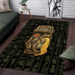 Heqet Ornate Frog Egyptian Area Rug with Hieroglyphic Backdrop in Creation Theme