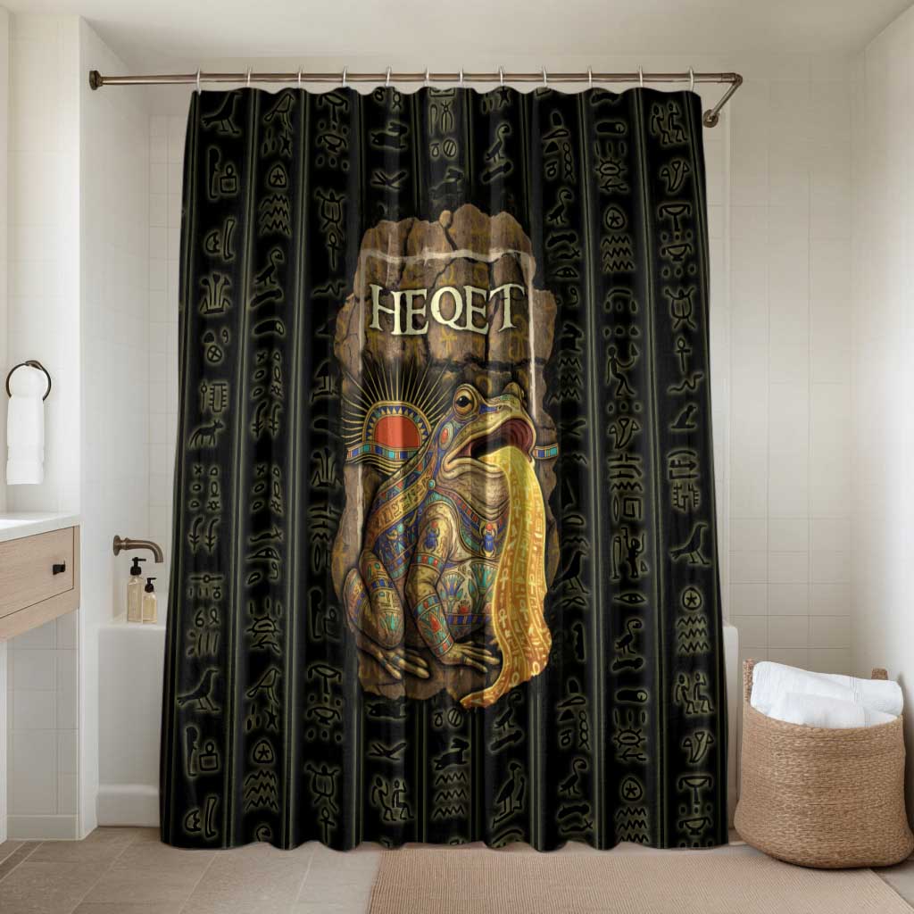 Heqet Ornate Frog Egyptian Bathroom Set with Hieroglyphic Backdrop in Creation Theme