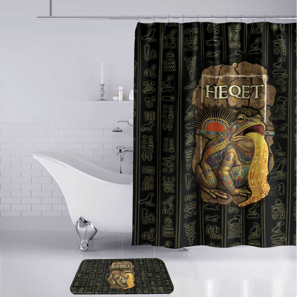 Heqet Ornate Frog Egyptian Bathroom Set with Hieroglyphic Backdrop in Creation Theme