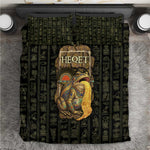 Heqet Ornate Frog Egyptian Bedding Set with Hieroglyphic Backdrop in Creation Theme