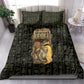 Heqet Ornate Frog Egyptian Bedding Set with Hieroglyphic Backdrop in Creation Theme