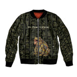 Heqet Ornate Frog Egyptian Bomber Jacket with Hieroglyphic Backdrop in Creation Theme