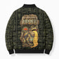 Heqet Ornate Frog Egyptian Bomber Puffer Jacket with Hieroglyphic Backdrop in Creation Theme