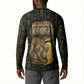 Heqet Ornate Frog Egyptian Button Sweatshirt with Hieroglyphic Backdrop in Creation Theme