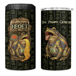 Heqet Ornate Frog Egyptian 4 in 1 Can Cooler Tumbler with Hieroglyphic Backdrop in Creation Theme