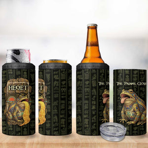 Heqet Ornate Frog Egyptian 4 in 1 Can Cooler Tumbler with Hieroglyphic Backdrop in Creation Theme