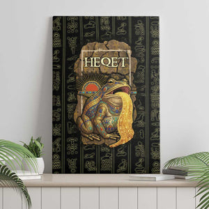 Heqet Ornate Frog Egyptian Canvas Wall Art with Hieroglyphic Backdrop in Creation Theme