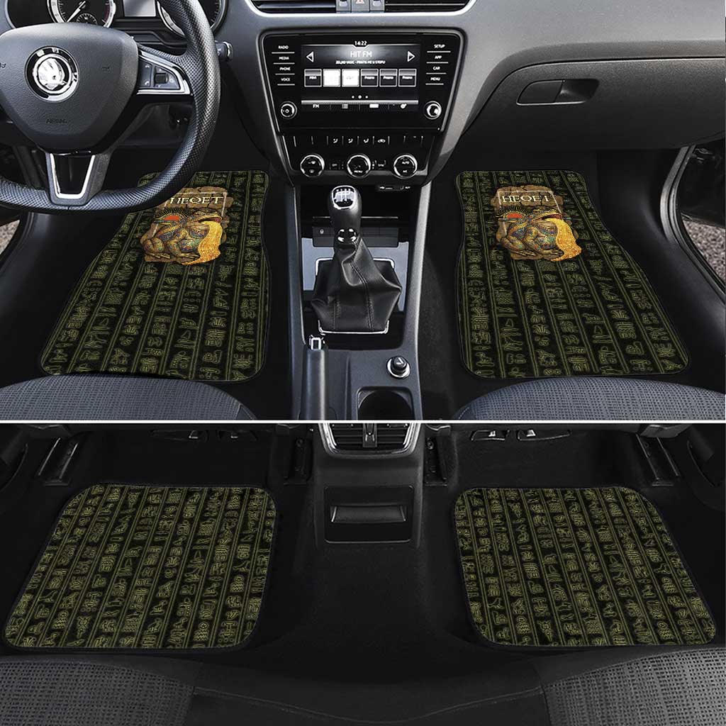 Heqet Ornate Frog Egyptian Car Mats with Hieroglyphic Backdrop in Creation Theme