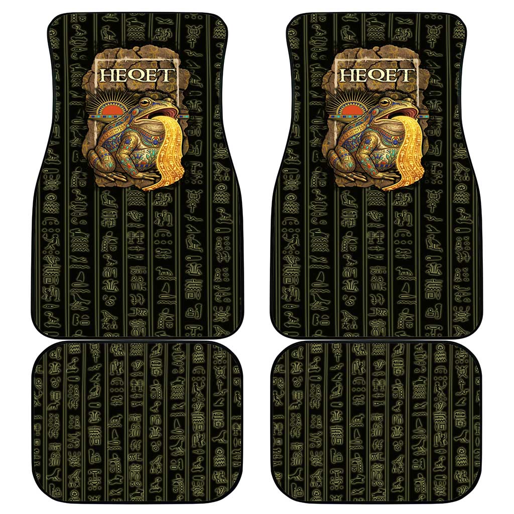 Heqet Ornate Frog Egyptian Car Mats with Hieroglyphic Backdrop in Creation Theme