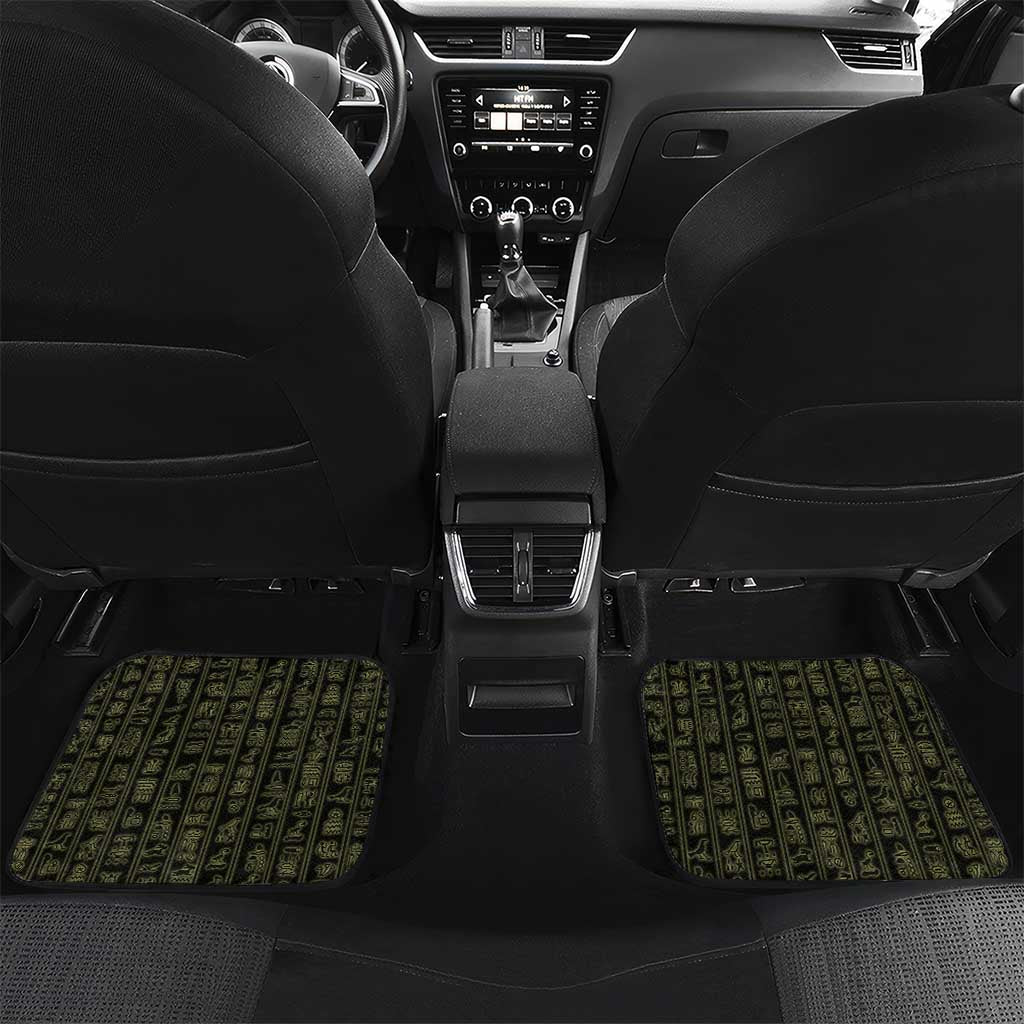 Heqet Ornate Frog Egyptian Car Mats with Hieroglyphic Backdrop in Creation Theme