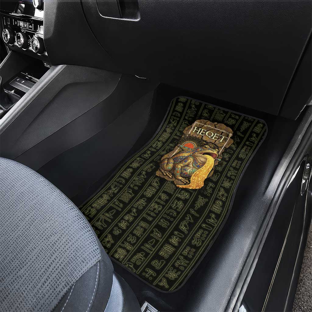 Heqet Ornate Frog Egyptian Car Mats with Hieroglyphic Backdrop in Creation Theme