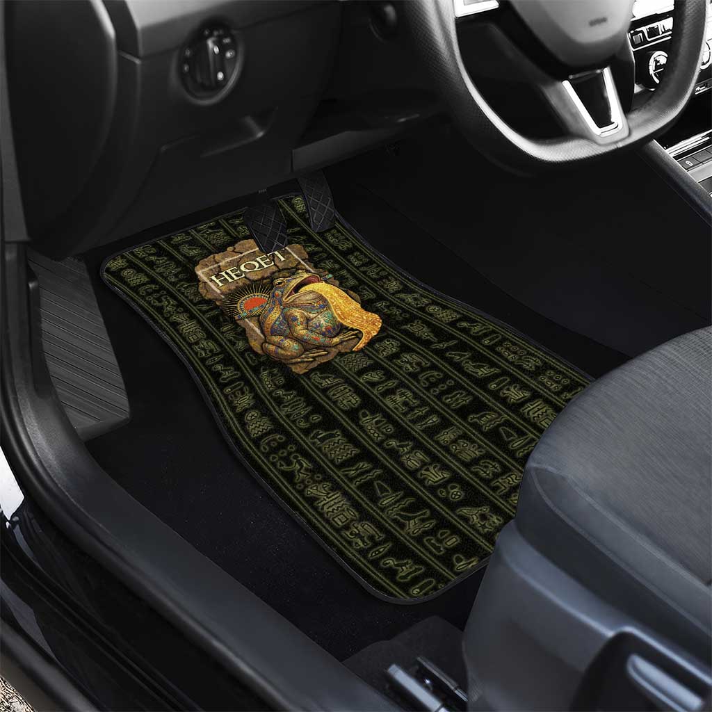 Heqet Ornate Frog Egyptian Car Mats with Hieroglyphic Backdrop in Creation Theme