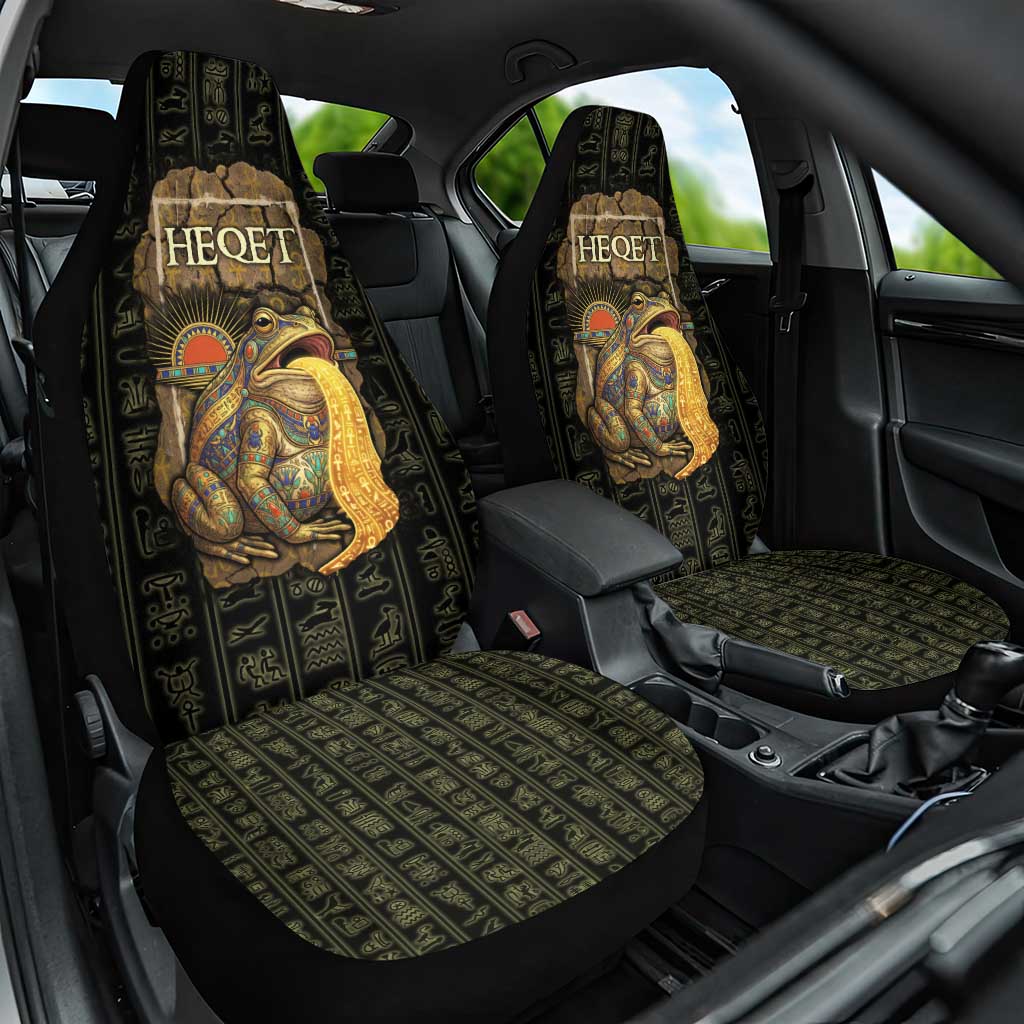 Heqet Ornate Frog Egyptian Car Seat Cover with Hieroglyphic Backdrop in Creation Theme