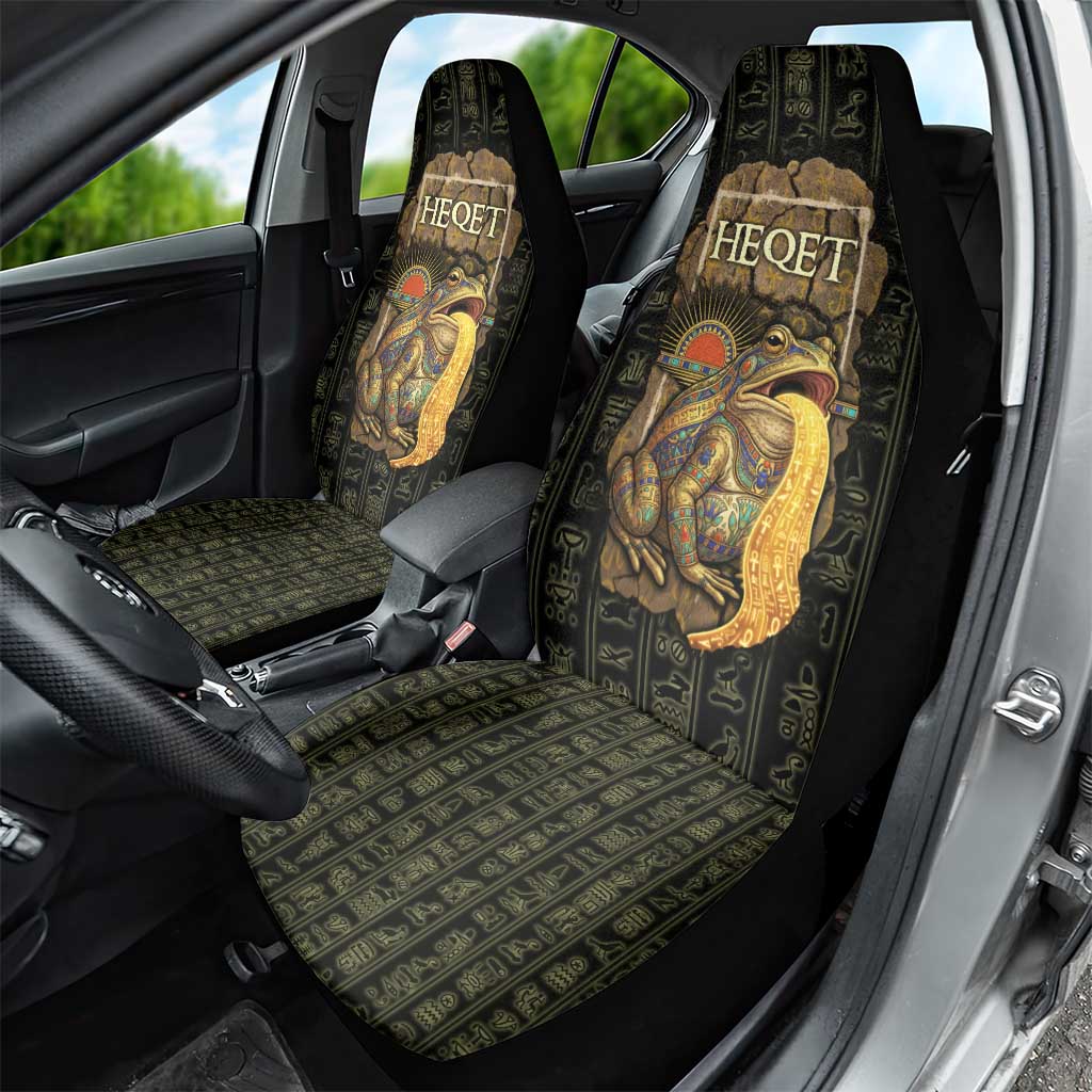 Heqet Ornate Frog Egyptian Car Seat Cover with Hieroglyphic Backdrop in Creation Theme